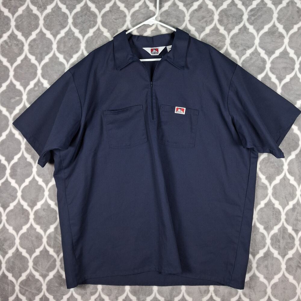 Ben Davis 1/4 Zip Work Shirt Men 3XL Navy‎ Made in USA Pullover 90's